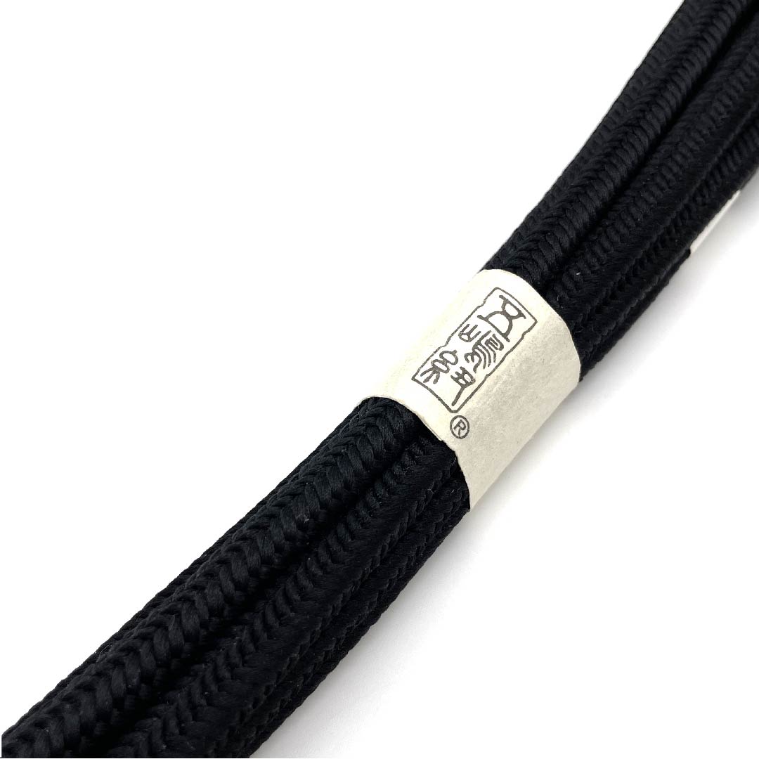 (New old stock) Obi-jime (belt fastener) made of pure silk, quarter-length cord, black color, Goshima-himo, Edo-kumihimo, new old stock, length approx. 159cm, width approx. 1.2cm, casual, S rank, black, 1135002562310