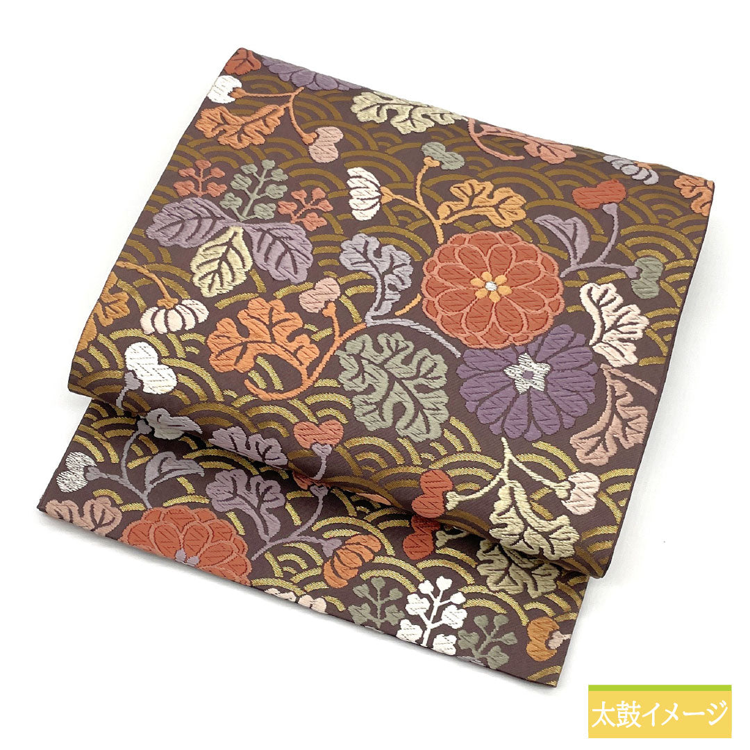 袋帯 正絹 Aランク 紅消鼠色（べにけしねずいろ） 唐織 慶長柄   帯丈424cm 六通 セミフォーマル 紫系 1123016543320