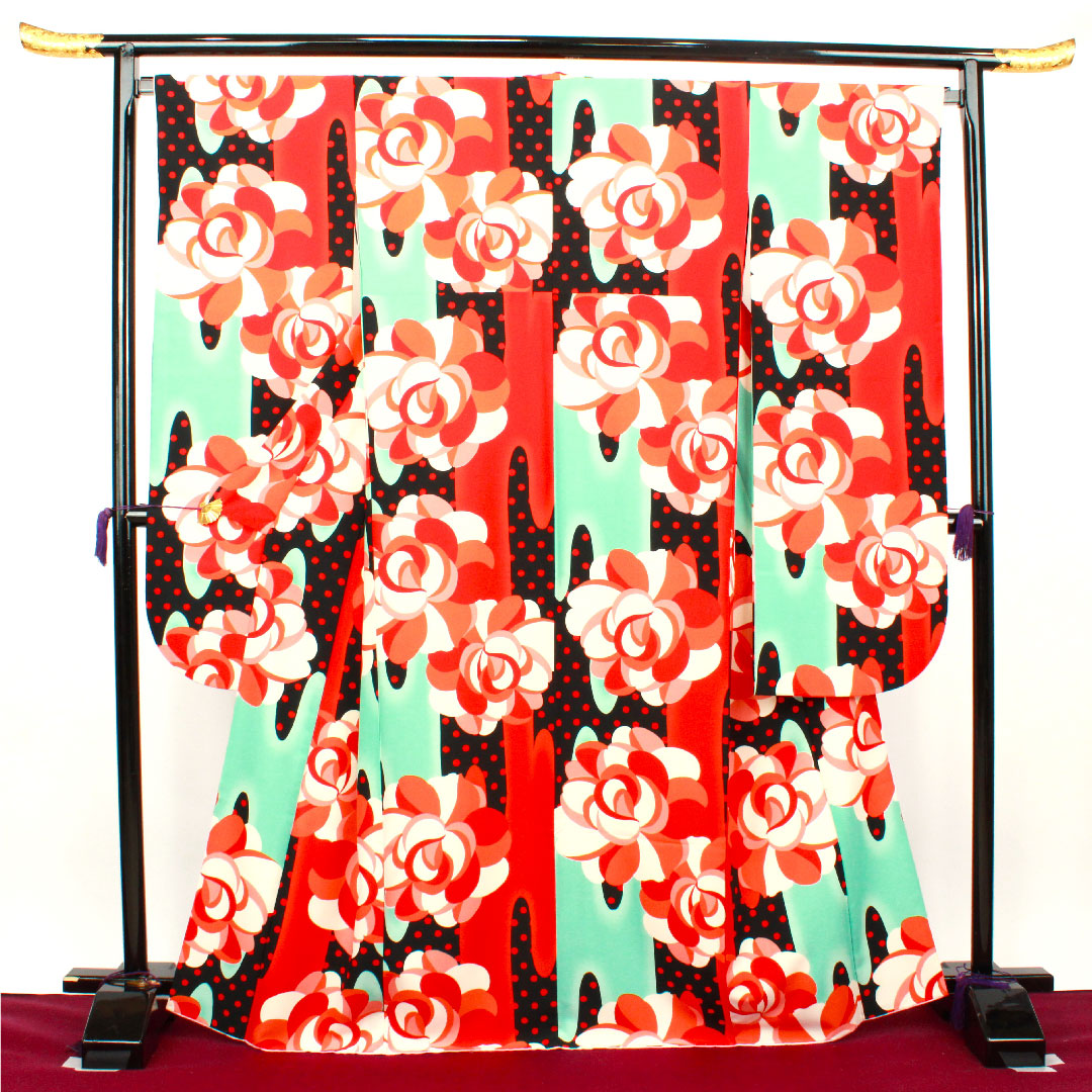 Long-sleeved kimono, length 168cm, sleeve length 67.5cm, lined, washable, rose, poly, S rank, gradation, 1113001372599