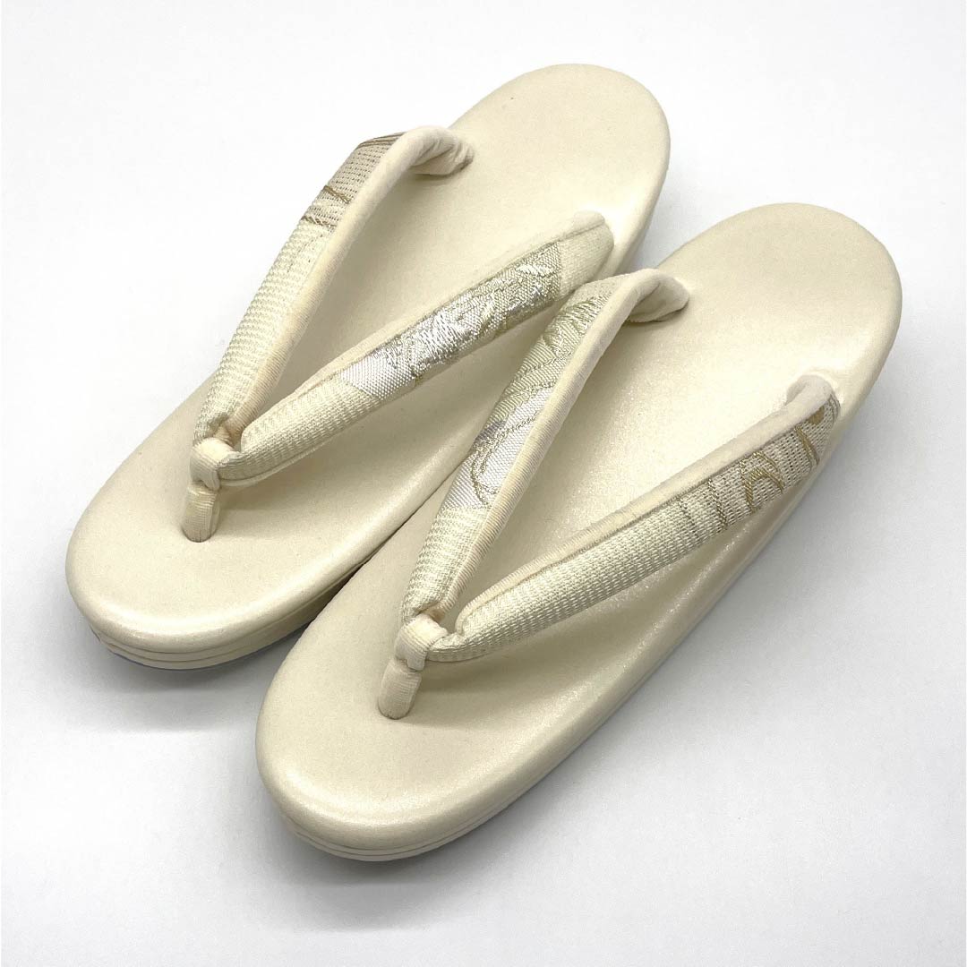 (Like New) Formal Zori Sandals, Synthetic Leather, New Condition, Formal Wear, Formal Kimono, Three-Ply Sole, Length 24.5cm, Size L, White, 1122001281411
