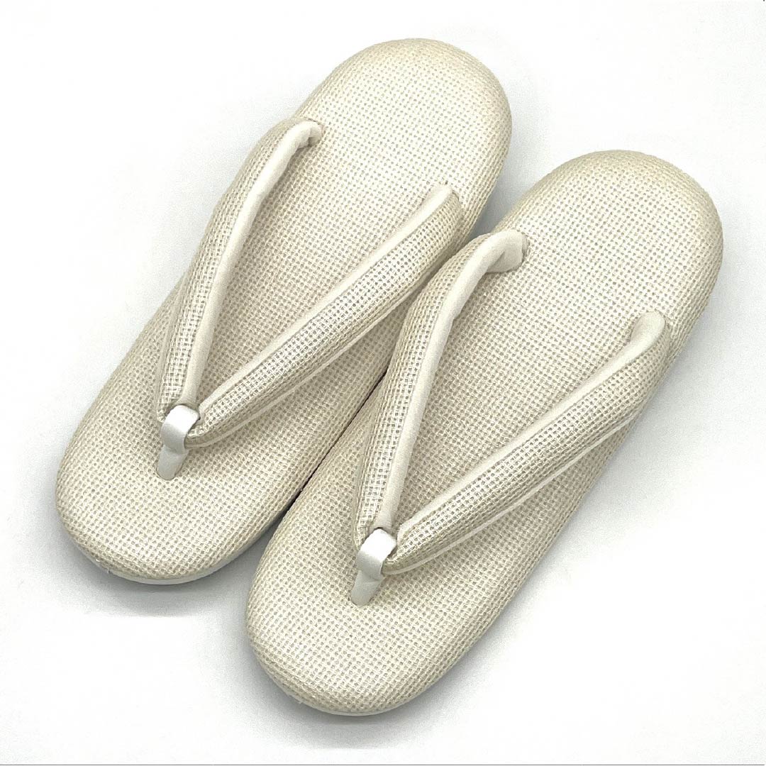 (Like New) Casual Zori Sandals, Synthetic Leather, New Condition, La Sole, Low-Rebound, Sisal, Length 24.5cm, Size L, White, Item Number 1122001531411