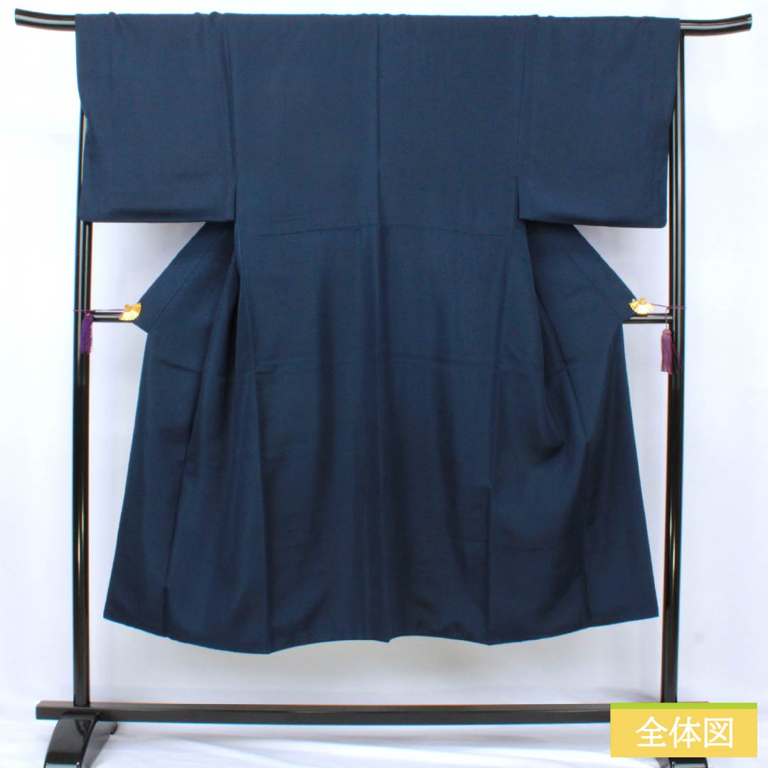Men's silk, B-grade, length 139.5cm, sleeve length 68cm, navy blue, beard tsumugi, lined, navy blue, product number 1119001464318