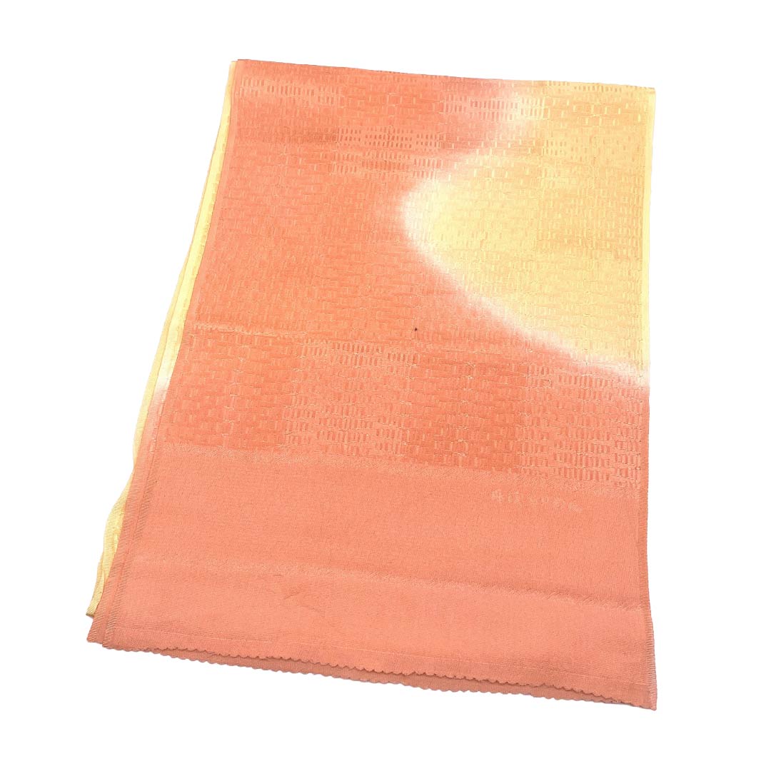 帯揚げ 正絹 Aランク カジュアル 淡紅赤色（うすべにあかいろ） 黄唐紙色（きからかみいろ） 丹後ちりめん 長さ約180cm 幅約30cm 橙系 1136003983926