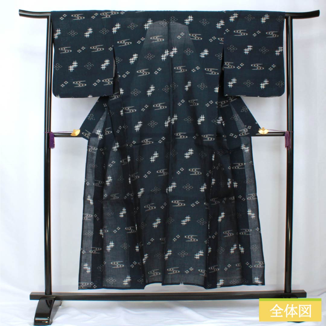 Summer cotton tsumugi Length 152cm Sleeve length 64cm Indian indigo Ryukyu kasuri gauze S rank Navy 1132002072218