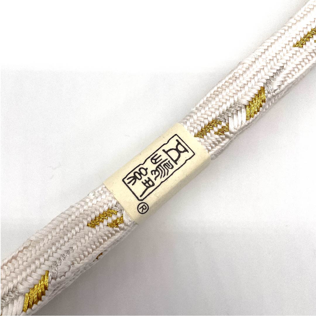 （新古品） 帯締め 正絹 四分紐 白色 五嶋紐 江戸組紐 金属糸使用 長さ約159cm 幅約1.5cm フォーマル Sランク 白系 1135000472311
