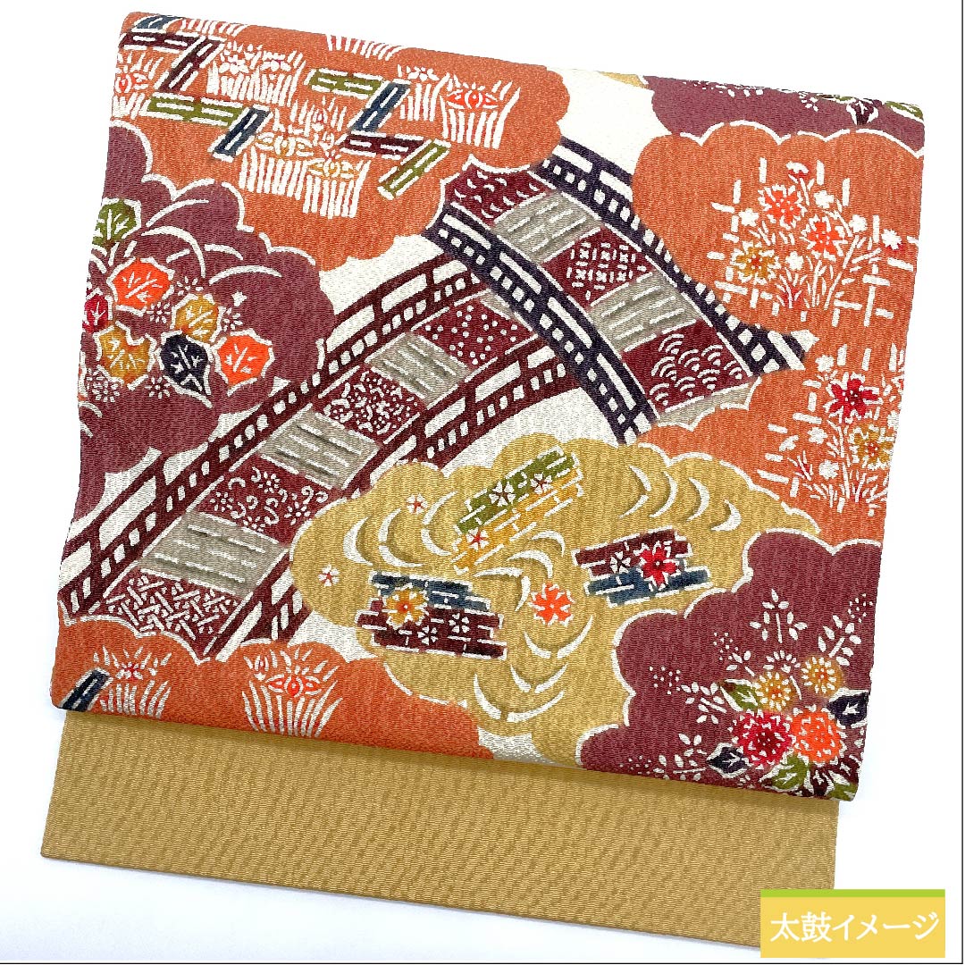 Nagoya obi, natural color, stencil dyeing, Kyo Bingata, classic pattern, cloud pattern, crepe fabric, obi length 362cm, pure silk, S rank, six-pass, casual, white, 1124005802311, Nagoya style