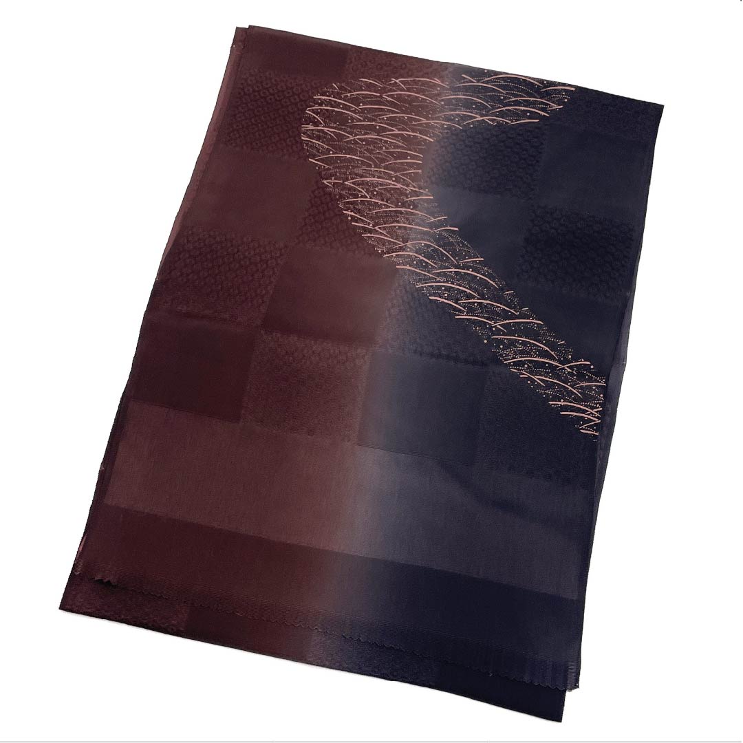 Obiage Silk S-rank Semi-formal Fujisusutake-iro (light purple-brown) Benihwada-iro (reddish bark brown) Ichimatsu pattern Tsuyushiba Approximately 175cm long Approximately 30.5cm wide Gradation 1136002762999