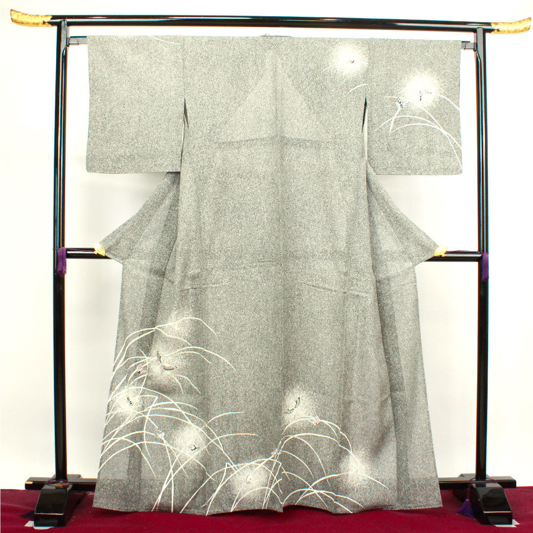 Summer pure silk formal kimono, length 165cm, sleeve length 66cm, monotone, butterfly, dewdrop, silk, S rank, gradation style, 1132000592599
