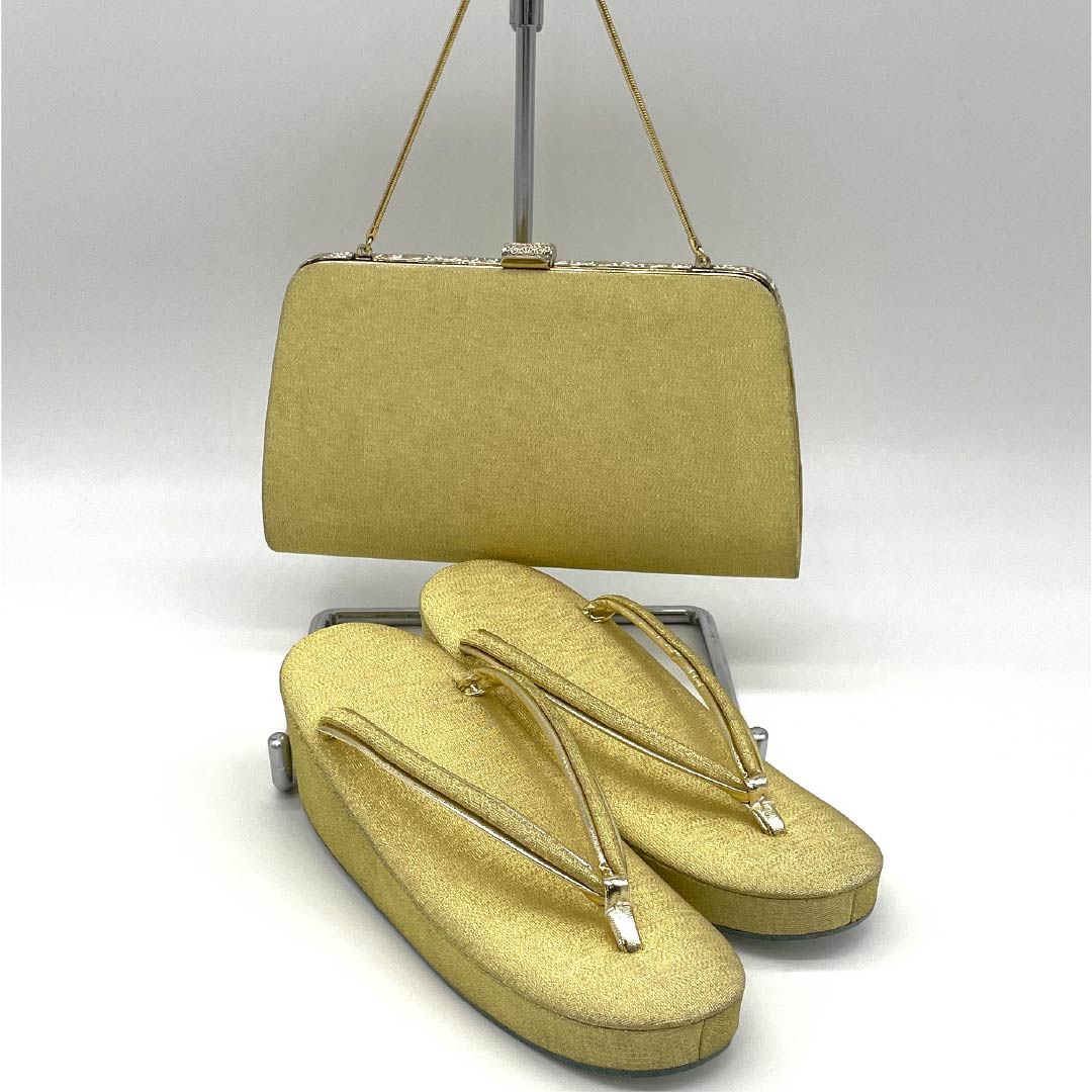 (Like New) Formal Zori and Bag Set, Grade A, 2-Way, Size S, Gold, 1133000303221