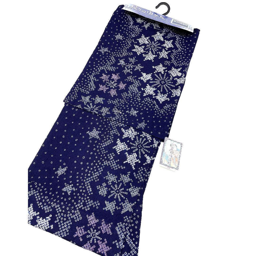 (New) Yukata Arimatsu Narumi Honshibori Length 163cm Sleeve length 68cm Snowflake Floral pattern Cotton NEW rank Single layer Length 163cm Navy 1118000781418