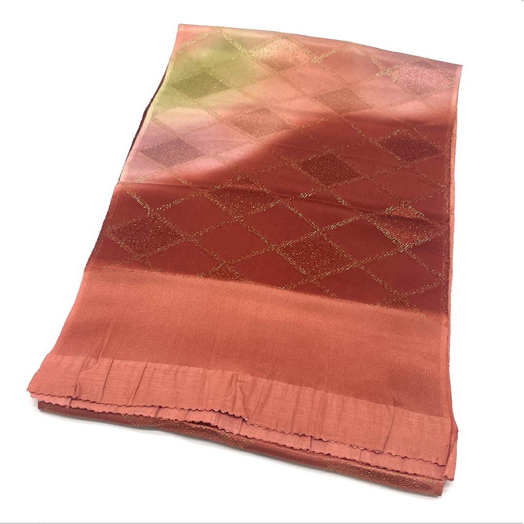 Obiage Silk S-rank Semi-formal Bengal Red Diamond Gold thread Length approx. 180cm Width approx. 28cm Red系 1136002622912