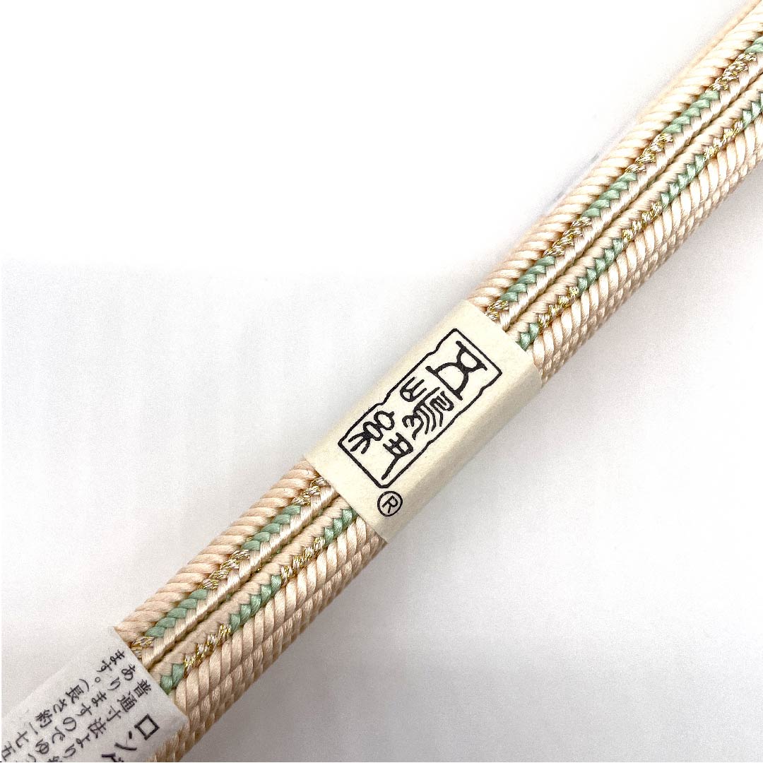 （新古品） 帯締め 正絹 四分紐 薄肉色（うすにくいろ） 五嶋紐 江戸組紐 長尺 長さ約175cm 幅約2cm フォーマル Sランク クリーム系 1135000432915