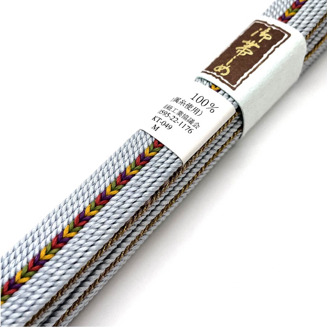 （新古品） 帯締め 正絹 四分紐 蒼白色色（そうはくしょくいろ） 京くみひも 三分金銀糸 金属糸使用 長さ約162cm 幅約1.5cm セミフォーマル Sランク 水色系 1135001062924