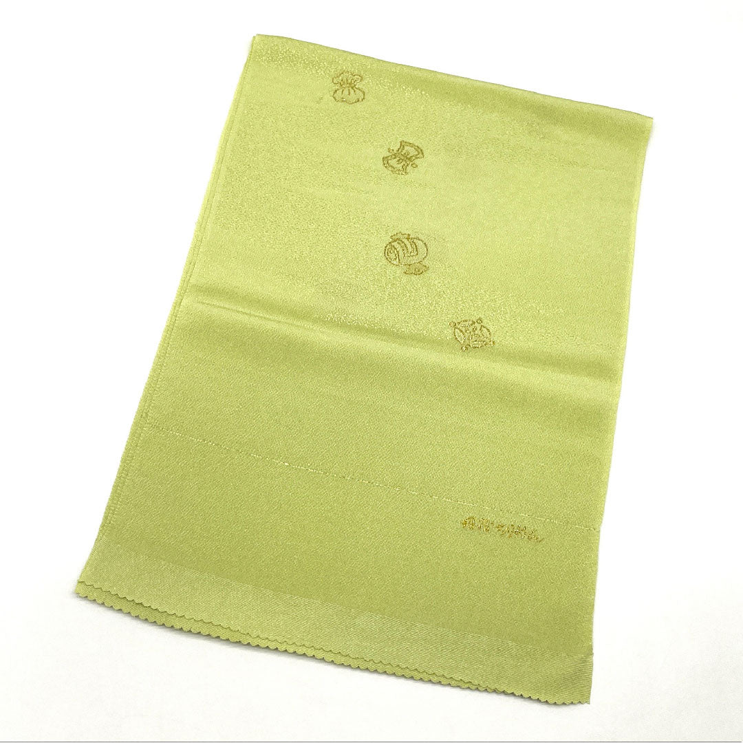(Like New) Casual Obiage (Sash) - Pure Silk, New Rank, Light Indigo (Asakiaiiro), Goshima Himo (Tango Chirimen), Shippo (Shippo) Pattern, Length: Approx. 184cm, Width: Approx. 30cm, Green, Product Number: 1136001371919