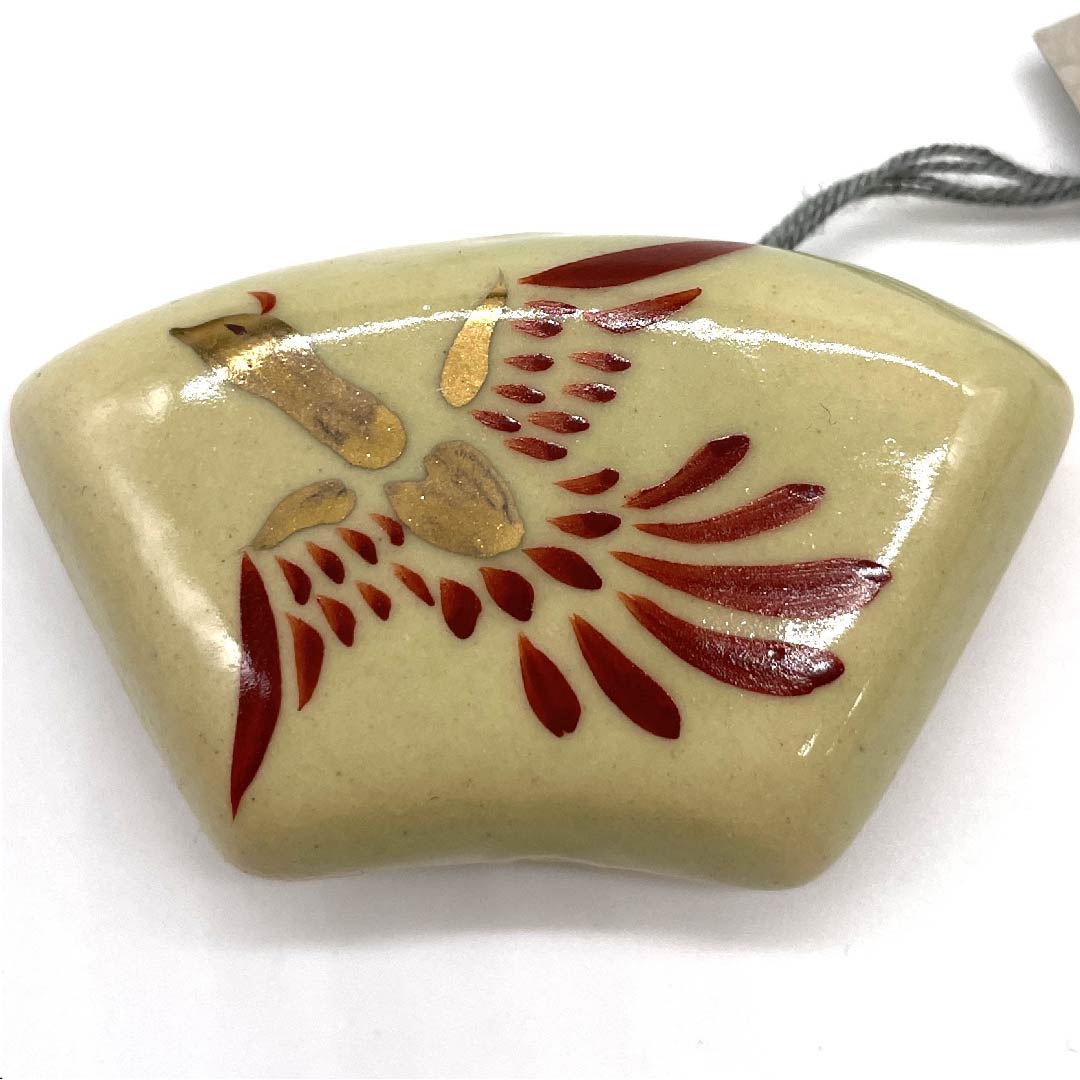 （新古品） 帯留め 陶磁器 カジュアル 鳥の子色（とりのこいろ） 清水焼 火の鳥 鳥 長さ約3cm 幅約5cm  Sランク ベージュ系 1137000142925