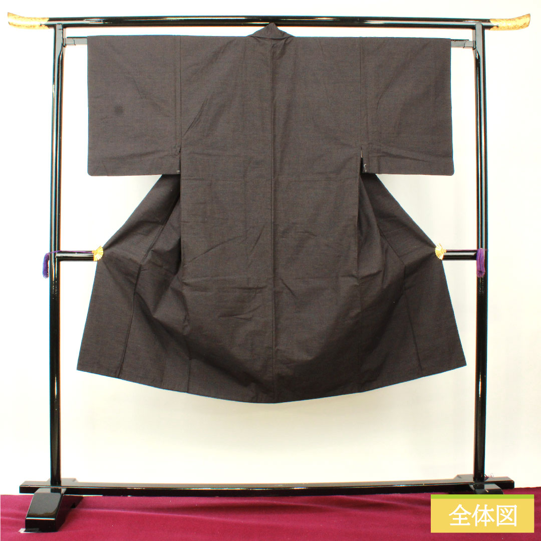 男物 正絹 身丈129cm 裄丈63.5cm 黒鼠色（くろねずいろ） 真綿紬 Sランク 袷 茶系 1119000852214