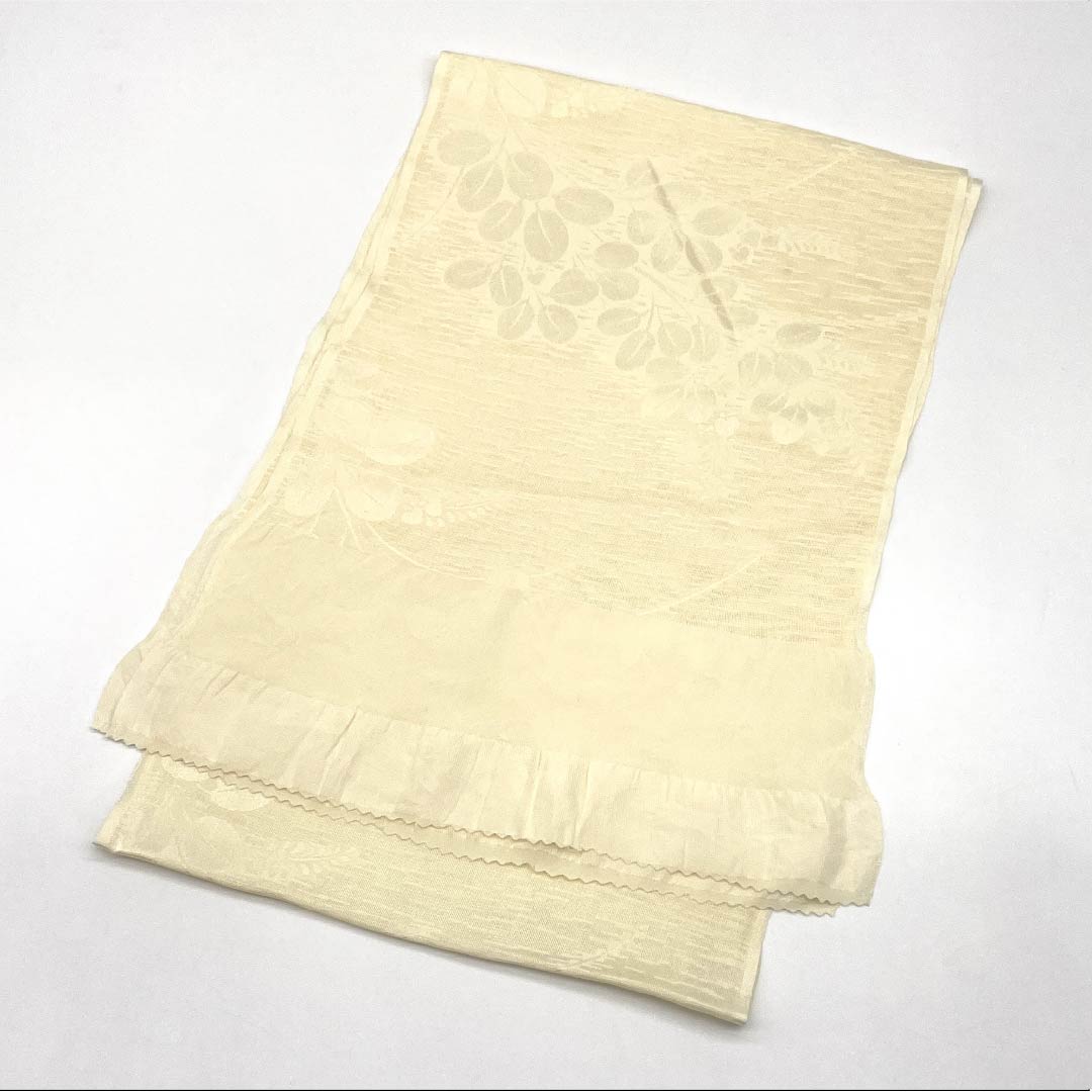 Obiage Silk S-rank Semi-formal Light Eggshell Summer Sha Hagi Length approx. 167cm Width approx. 26cm Yellow 1136004512923