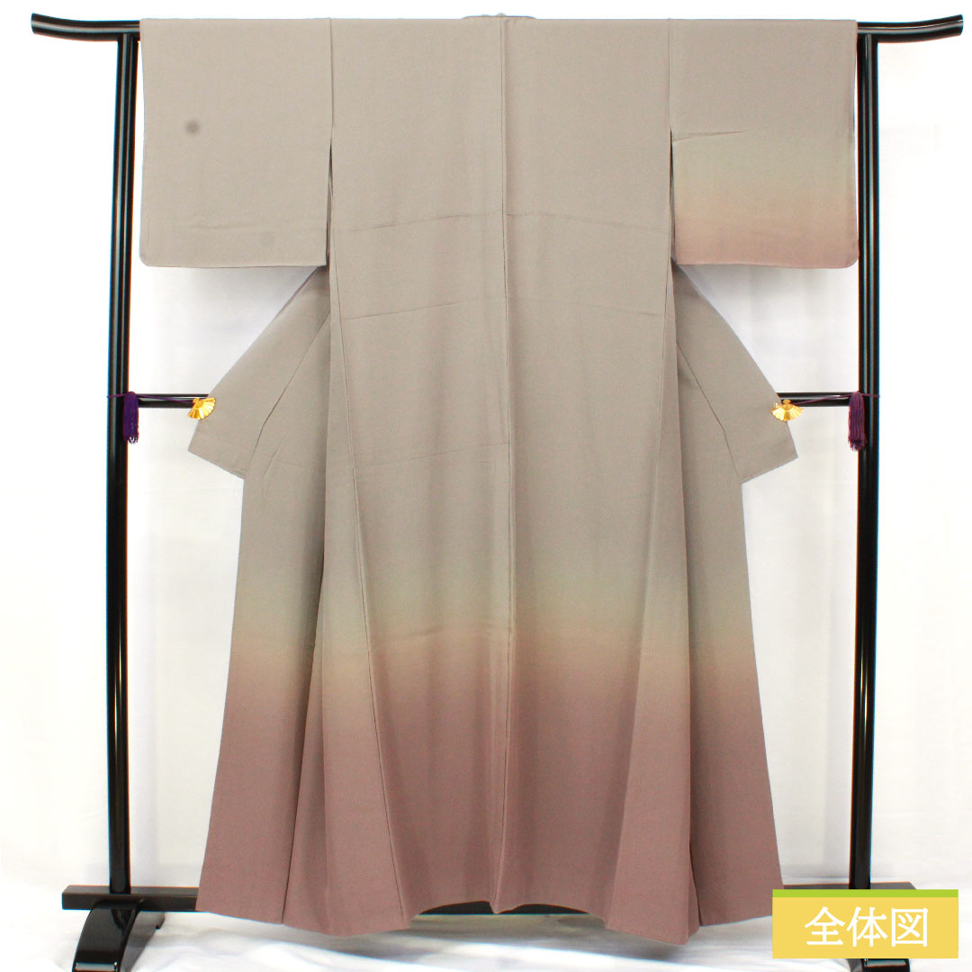 Plain color, pure silk, length 156cm, sleeve length 63cm, tin color, plain color, blurred pattern, lined, S rank, gray 1114001632322