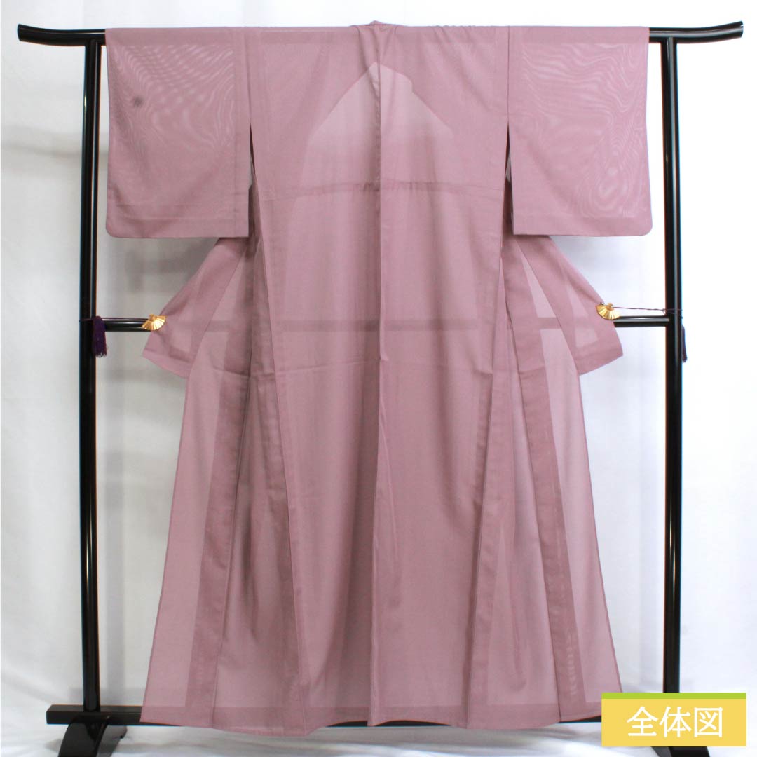 Summer kimono, polyester, plain color, S rank, length 158cm, sleeve length 63cm, grape-colored (ebiiro) washable, pongee, purple, 1132003032320