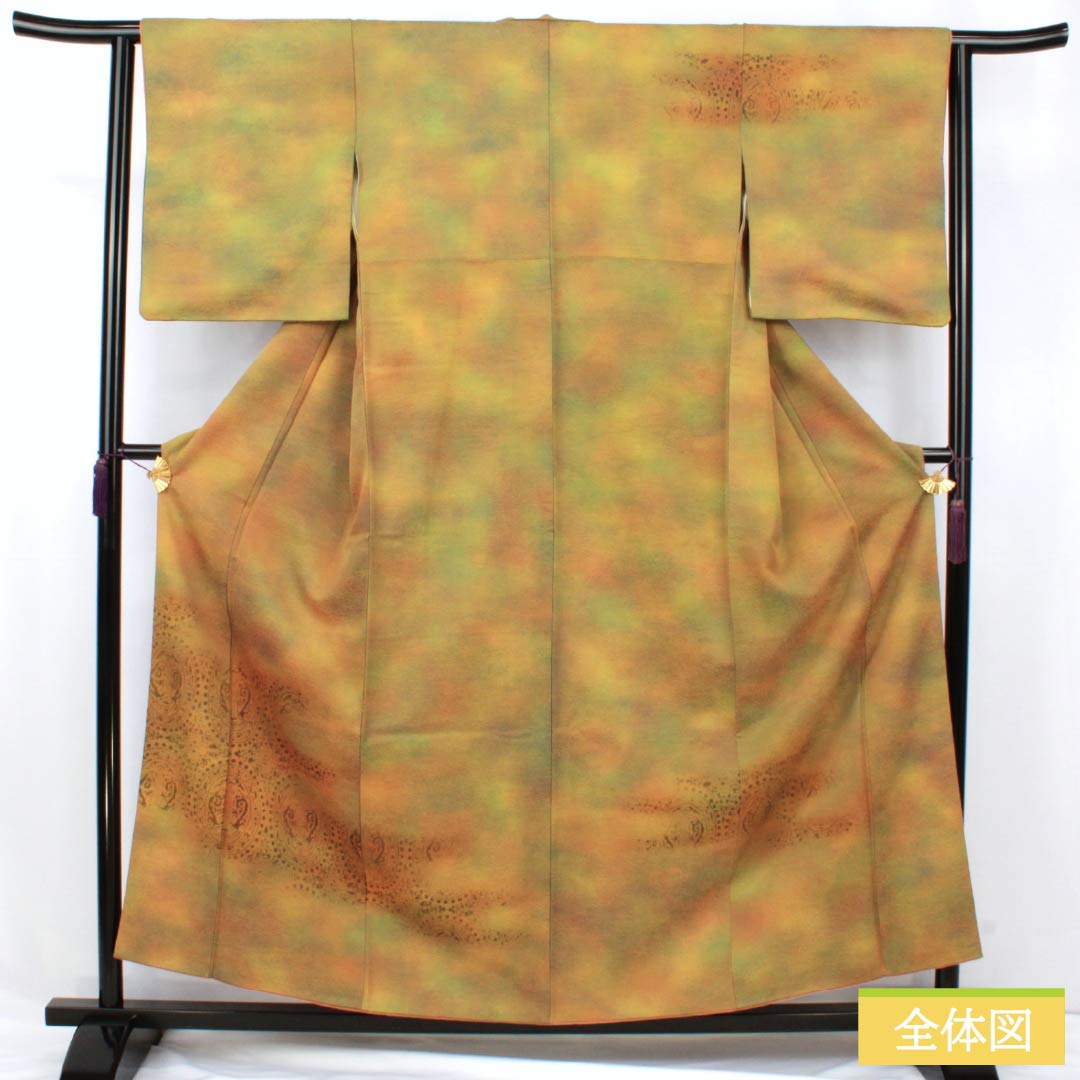 Silk Hōmongi, Rank A, Lined, Length 156cm, Sleeve-to-Sleeve 58.5cm, Bokeh-dyed, Abstract Pattern, Tsukesage, Gradation, 1112007563399