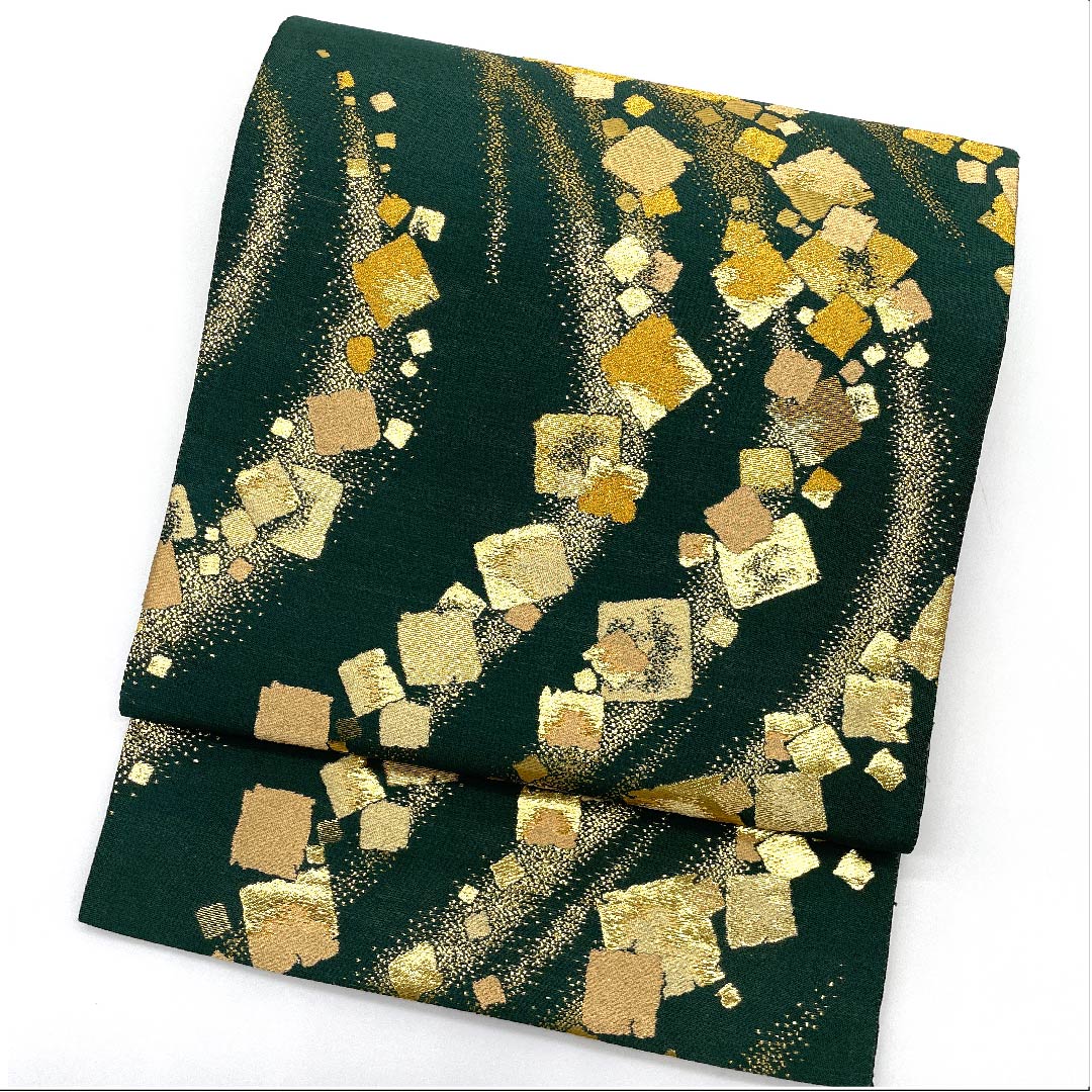 Fukuro Obi (Deep Green) Confetti Pattern Obi Length 436cm Pure Silk A Rank Six-way Semi-formal Green 1123009513319