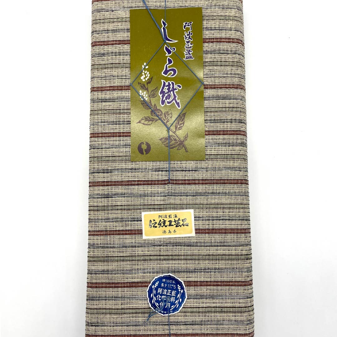 反物 浴衣 木綿 阿波しじら 重要無形文化財 正藍染 蕎麦切色（そばきりいろ） Sランク ベージュ系 1130000842925