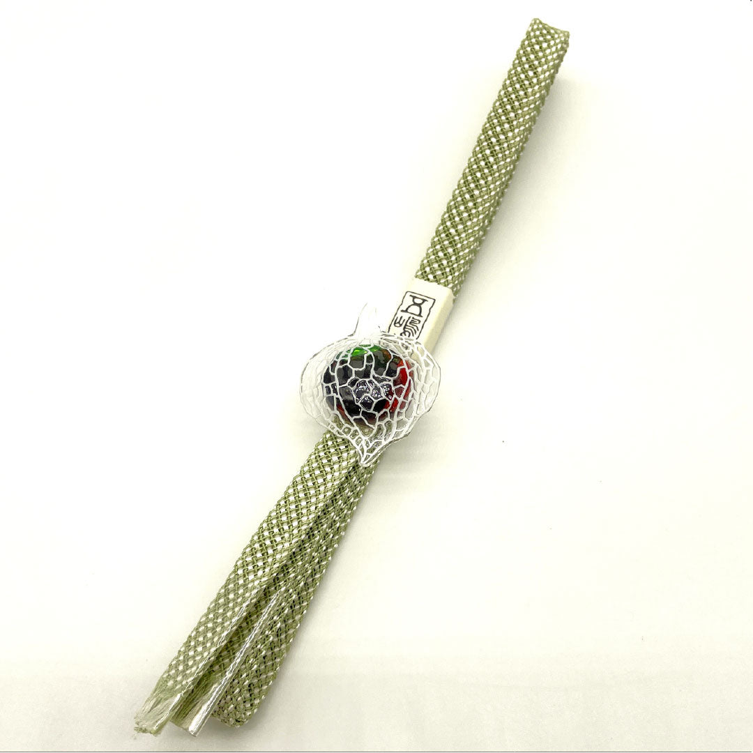 (新品)帯締め 正絹 NEWランク 三分紐 緑衫色（ろくそういろ） 白 五嶋紐 夏物 長さ約134cm 幅約1.2cm カジュアル 緑系 1135005241319