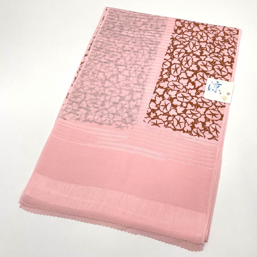 (New) Obiage, pure silk, semi-formal, pink, summer, morning glory, length 174cm, width 28.5cm, new rank, pink, 1136000831913