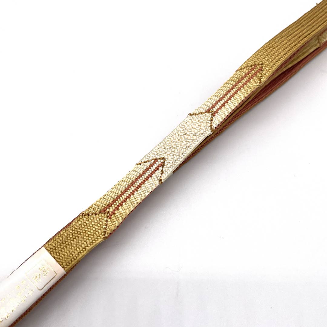 （新古品） 帯締め 正絹 四分紐 埴色（はにいろ） 手組紐 翆嵐工房 純金 長さ約161cm 幅約1.5cm セミフォーマル NEWランク 茶系 1135003441314