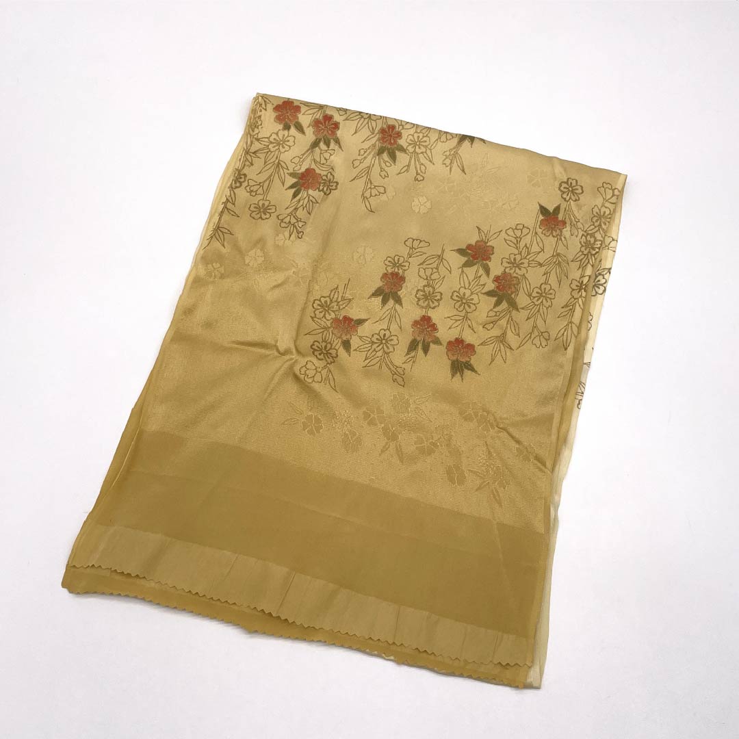 (Like new) S-Rank Silk Obijime and Obiage Set, Corn-Colored, Approximately 152cm Long, 1.2cm Wide, Semi-Formal, Yellowish Color, Product Code: 1141000092323