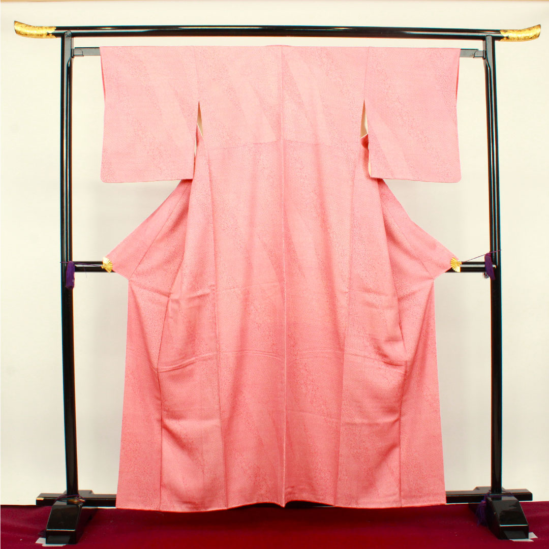 小紋 身丈156cm 裄丈61cm 袷  紅色 江戸小紋 浜ちりめん  正絹 Sランク 赤系 1115002972312
