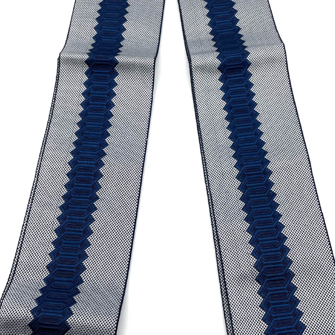 (Unmade) Kaku-obi (sash) Polyester, mercury color, Ippon-dokko, reversible, obi length 400cm, width 9cm, S rank, gray 1134000422922