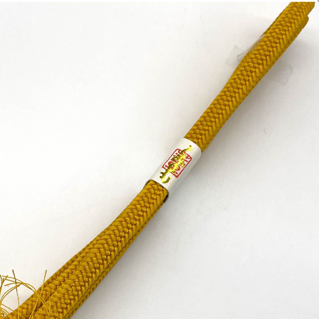S-Rank Silk Obijime (Sash Band) in Golden Yellow, Solid Color, Approx. 163cm Long, Approx. 1cm Wide, Casual, Yellowish Color, Product Number: 1135004292323