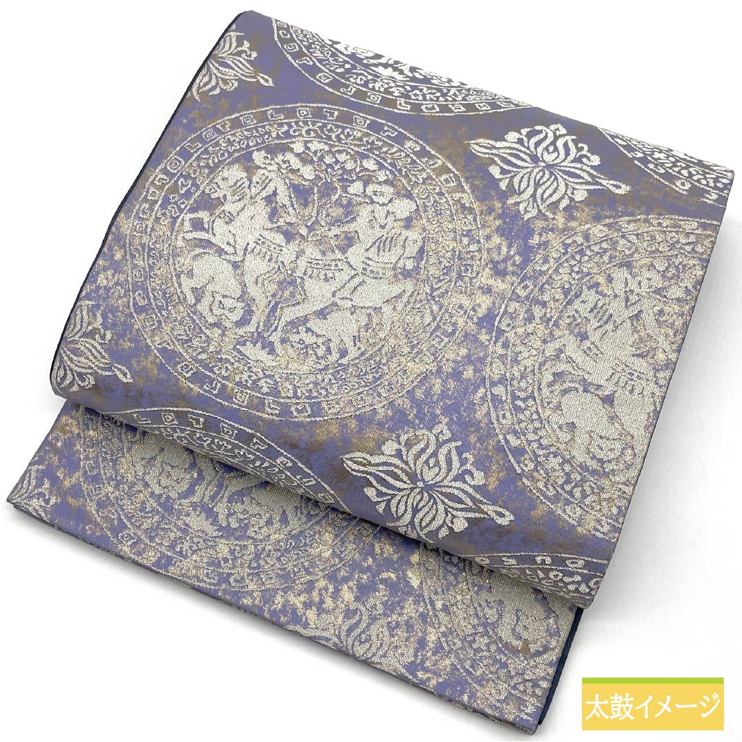 Fukuro Obi (Sash) in Pure Silk, S-Rank, Beniminato Color, with Karirou Crest, Length 444cm, Six-Ply, Semi-Formal, Purple, Item Number: 1123015172320