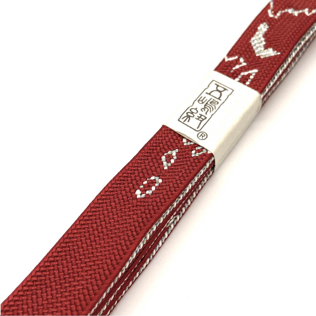(New old stock) Obi-jime (belt fastener) made of pure silk, quarter-length cord, deep maple leaf color (koimomiji-iro), Goshima cord, Edo braid, new old stock, length approx. 168cm, width approx. 1.7cm, casual, S rank, vermilion, 1135002012916