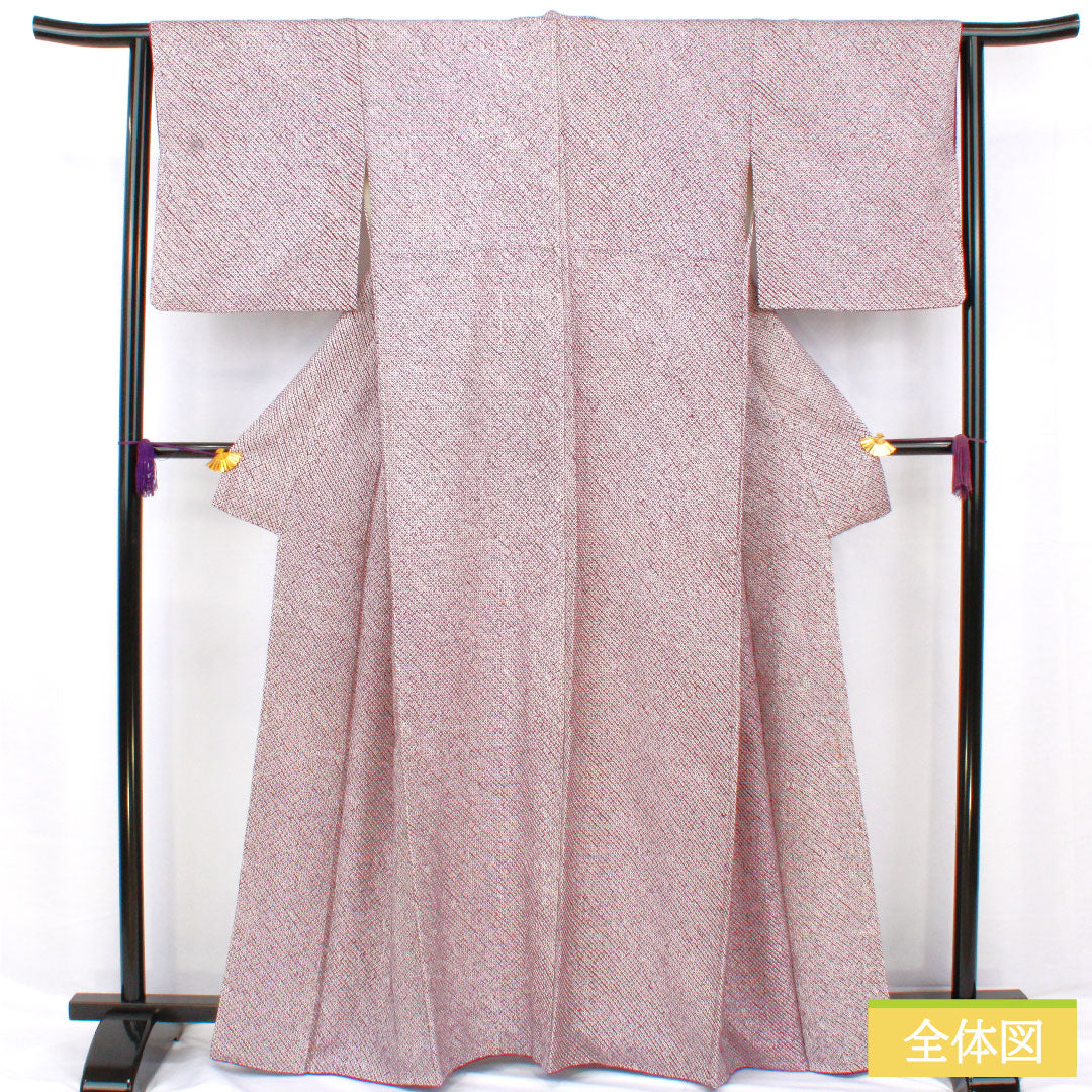 Small pattern, pure silk, length 163cm, sleeve length 63.5cm, lined, grape purple, all-dyed, Hikita-dyed, A-rank, purple, 1115004663420