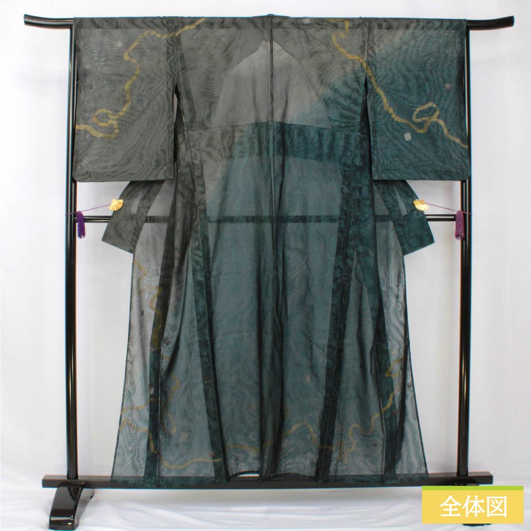 Summer pure silk formal kimono, length 154.5cm, sleeve length 65cm, Kyoto Yuzen, abstract pattern, gauze lined, S rank, gradation style, 1132001972299