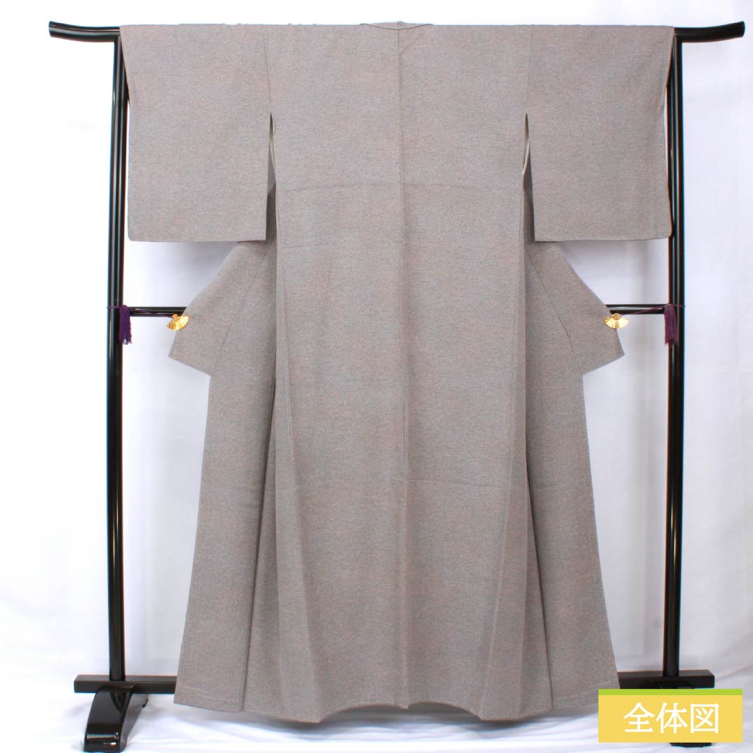 Komon, pure silk, length 160cm, sleeve length 64.5cm, lined, smoked silver, tataki-dyed, with basting thread, S rank, gray, 1115005842422
