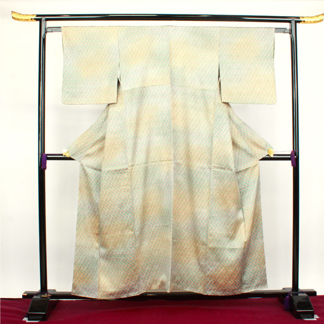 Komon Length 156cm Sleeve length 62.5cm Awase Shibori Kanoko Shibori Pure silk A rank Gradation 1115003103399