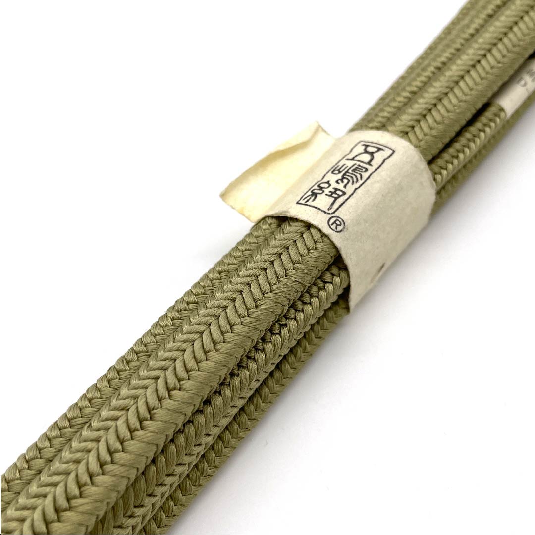 (New old stock) Obi-jime (belt fastener) made of pure silk, quarter-length cord, Rikyu color, Goshima cord, Edo braid, new old stock, length approx. 159cm, width approx. 1.2cm, casual, S rank, green, 1135002572319