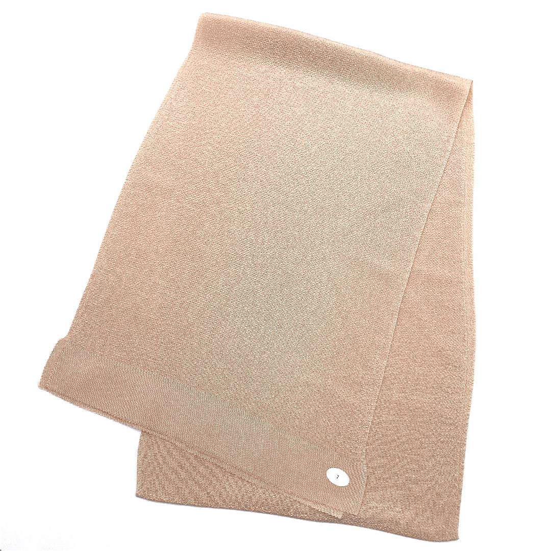 (New old stock) Formal obiage, pure silk, light persimmon color, crepe, plain, for furisode, length 164cm, width 27.5cm, S rank, beige, 1136000042925