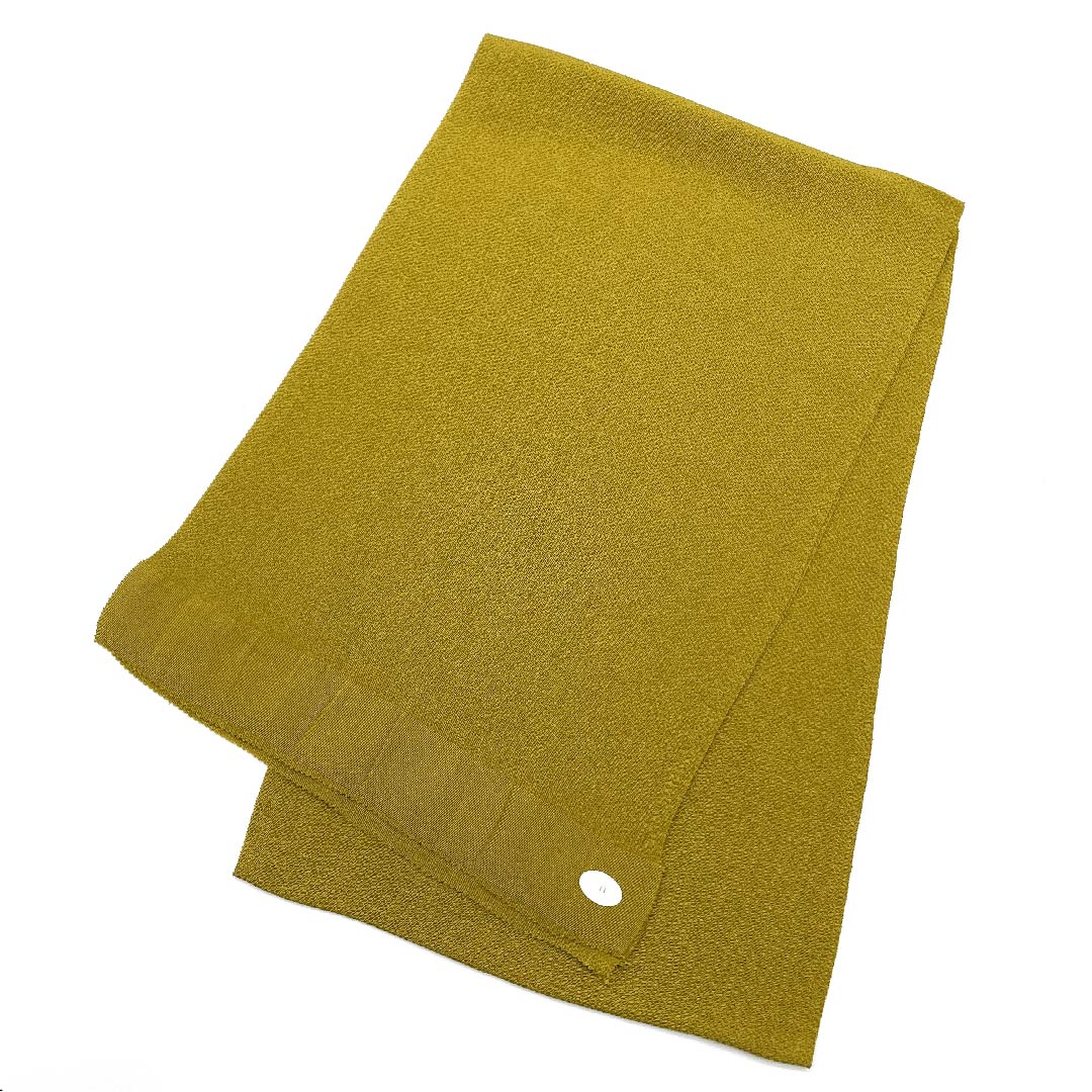 （新古品） 帯揚げ 正絹 フォーマル 黄櫨色（はじいろ） ちりめん 無地 振袖用 長さ約164cm 幅約27.5cm Sランク 黄系 1136000062923