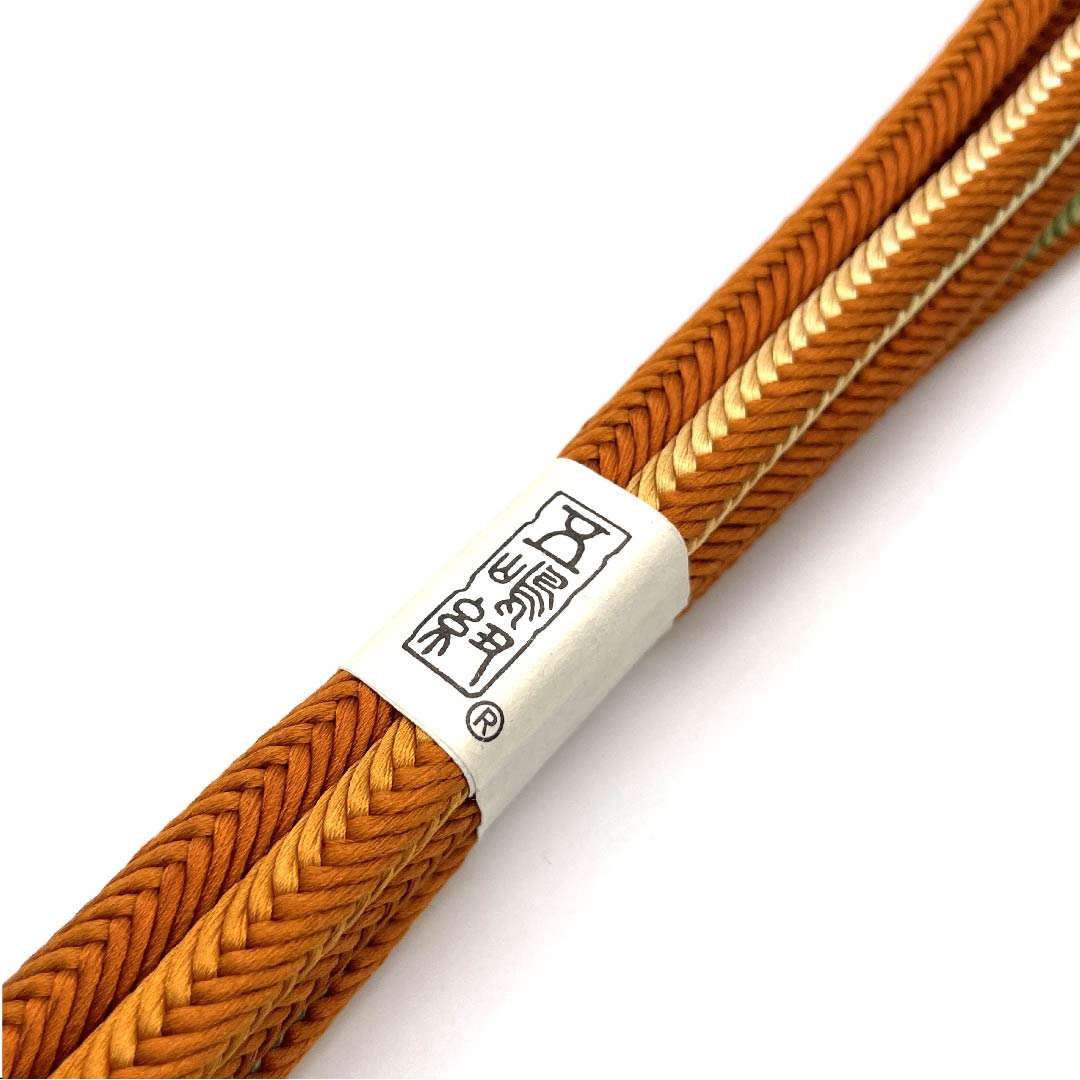 (New old stock) Obi-jime (belt fastener) made of pure silk, quarter-length cord, carrot color, Goshima cord, Edo-kumihimo, round-grip, length approx. 162cm, width approx. 1.2cm, casual, S rank, orange, 1135001972926