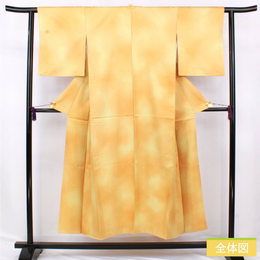 Solid Color Kimono (Polyester) A Rank, Length 148.5cm, Sleeve-to-shoulder 58.5cm, Corn Yellow, Light Khaki, Gradation Dyeing, Pine Needle Pattern, Lined, Orange System, 1114002303126