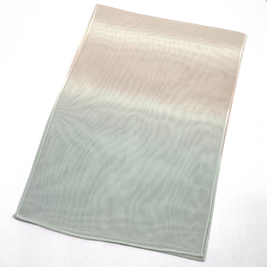 New Silk Obiage (Semi-Formal) in Blue and White Porcelain and Maiden Colors (Otomeiro) - Summer Two-Tone Design, Approximately 180cm Long, 29.5cm Wide, Light Blue, Product Number: 1136001001924