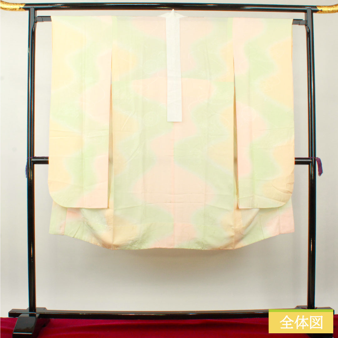 長襦袢 正絹 身丈123.5cm 裄丈64.5cm 単衣  振袖用 ぼかし染  Bランク グラデーション系 1129000604299