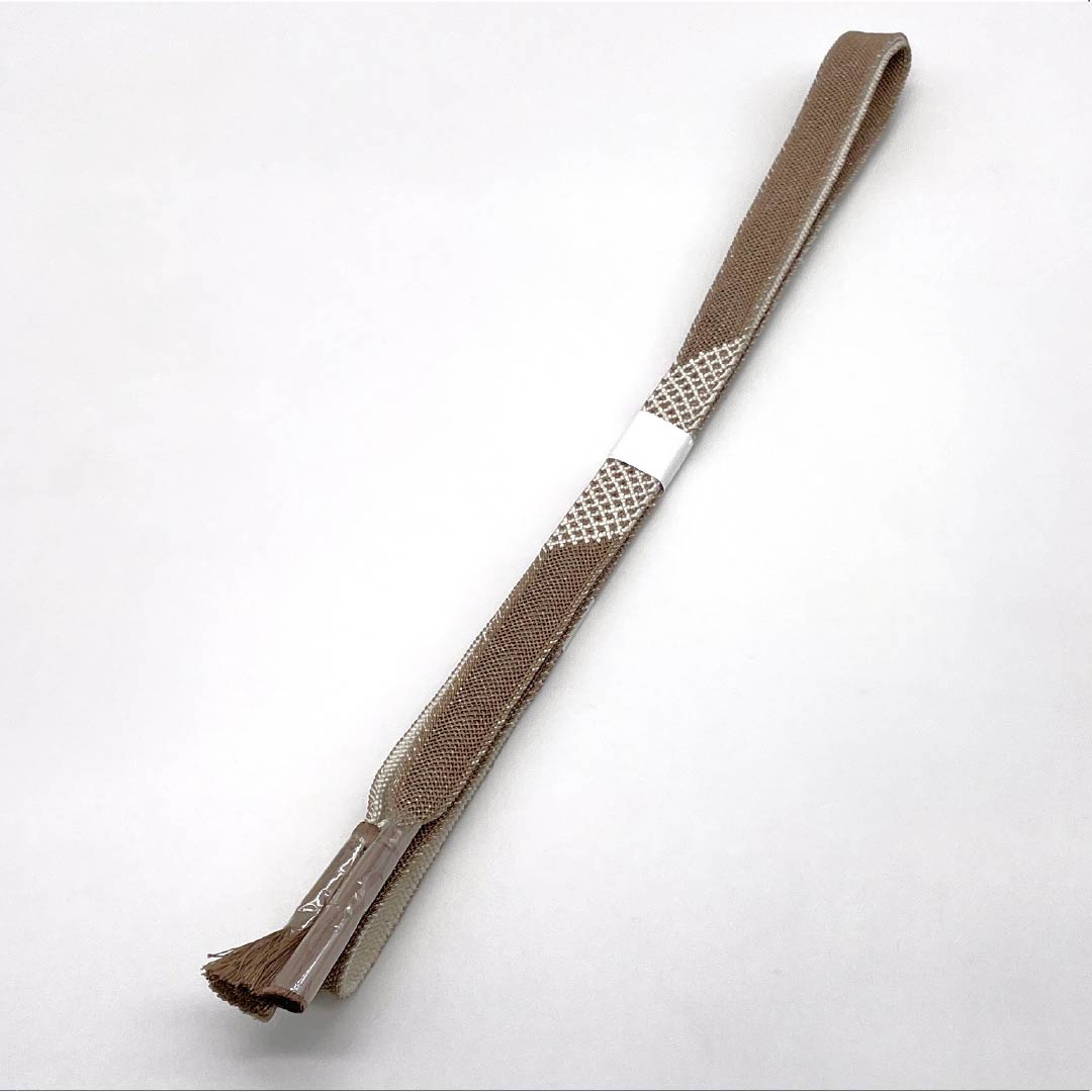 (新品)帯締め 正絹 NEWランク  鼯鼠色（むささびいろ） 単衣用 夏用  長さ約162cm 幅約1.9cm カジュアル 茶系 1135005791314