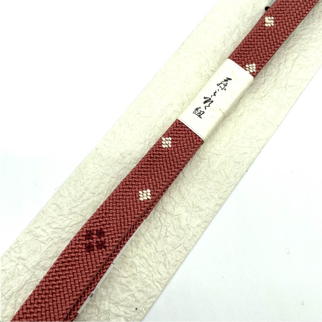 (New old stock) Silk obi-jime (sash fastener) - Red and red color - Fourth generation Fujisaburo cord - Small flower pattern - New old stock - Length approx. 160cm - Width approx. 1.5cm - Casual - S rank - Orange color - 1135000112926