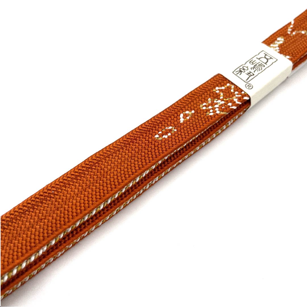 (New old stock) Obi-jime (belt fastener) made of pure silk, quarter-length cord, ochre, Goshima cord, Edo braid, new old stock, length approx. 168cm, width approx. 1.5cm, semi-formal, rank S, orange, 1135000832926