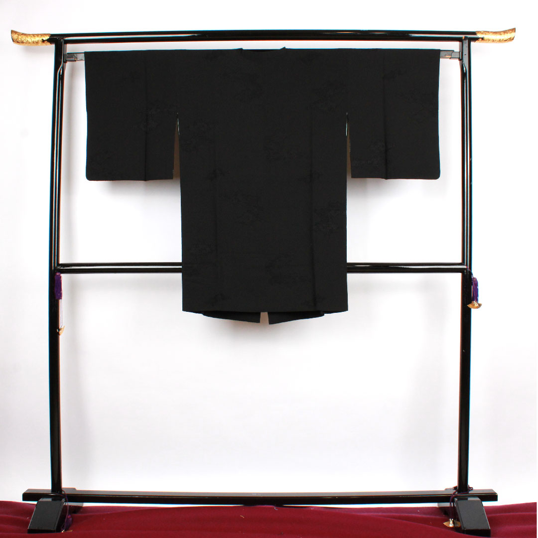 Michiyuki coat, length 93cm, sleeve length 65cm, for mourning, pure silk, S rank, lined, black, 1117000482910